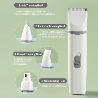 Триммер для собак та котів Fafeicy: безшумний, акумуляторний набір для грумінгу, вологостійкий ABS-пластик