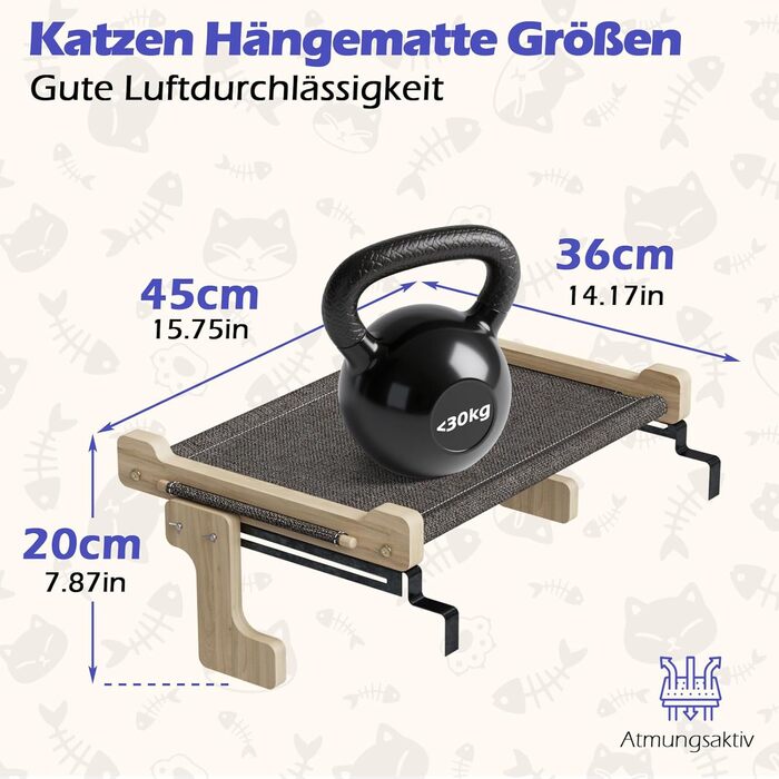 Крісло-гамак для кота Eukue на вікно з міцного дерева та металу (до 30 кг)