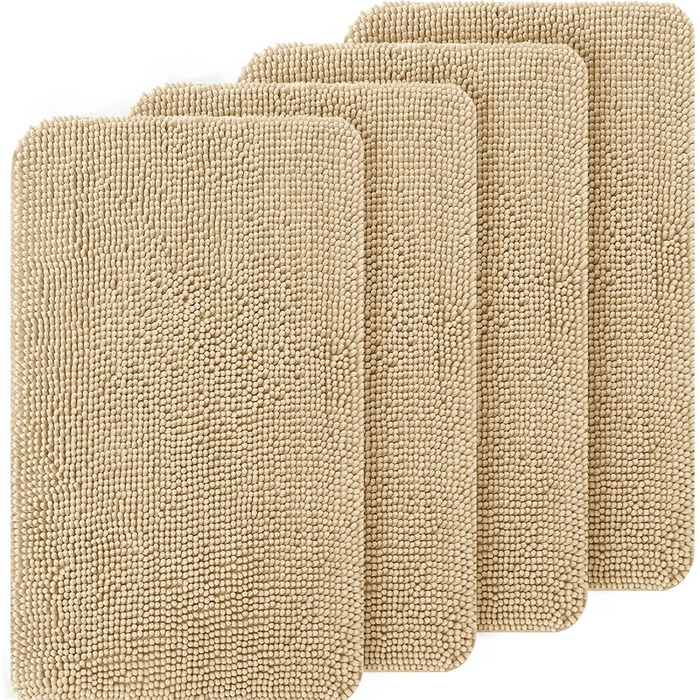 Набір килимків для собак OLANLY, 4 шт., 76,2 x 50,8 см, поглинають вологу та бруд, швидковисихаючі, неслизькі, пранні, з джерсі (Chenille), бежеві