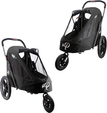Petique Breeze - візок для собак великих порід, чорний, з повітряними колесами, трансформується у велопричіп, 1 шт.