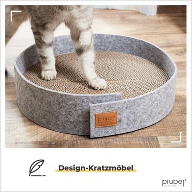 PiuPet® Круглий когтеточка для котів 38 см, стильний фетровий дизайн, кругла гофрокартонна когтеточка для котів