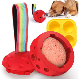 Іграшка для собак Larimuer Schleckball: інтерактивна годівниця-іграшка з силікону (червона)