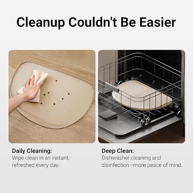 Килимок для годування собак та котів DownyPaws, неслизький, вологостійкий, з високим бортиком, 61 x 43 см (24x17', Мигдаль)