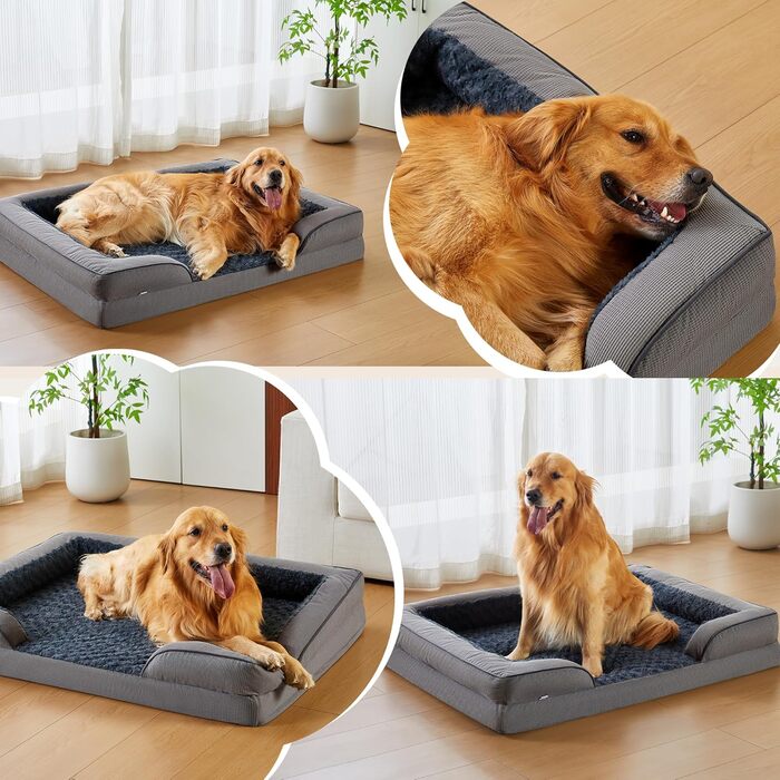 Ортопедичне ліжко для собак великих порід, Memory Foam, 89 x 64 x 17 см, для Лабрадора, Бордер Коллі, Австралійської вівчарки