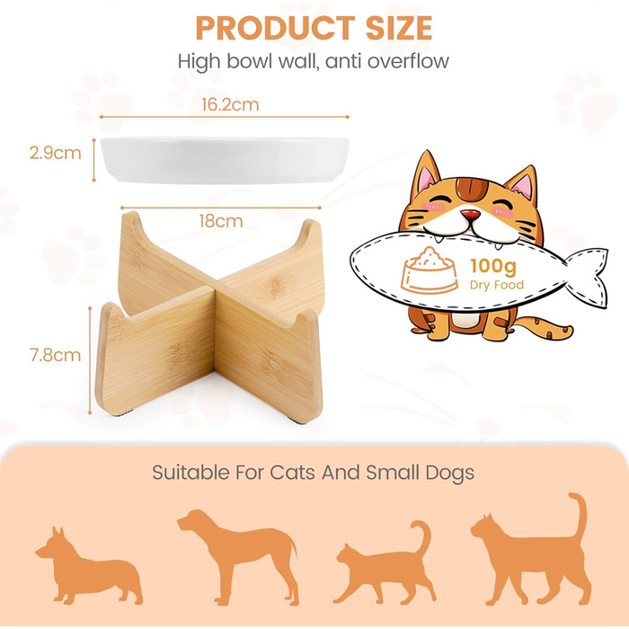 Антислизький годівниця для котів PETTOM з кераміки, повільний годівля, для котів та маленьких собак, білий