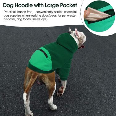 Світшот з капюшоном для великих собак Nanaki, тепла флісова куртка з кишенею для хлопчиків та дівчаток, підходить для Бульдога, теплий зимовий одяг для собак (Сірий, X-Large Зелений)