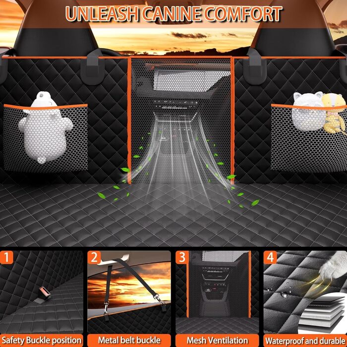 Розширювач для заднього сидіння автомобіля для собак - великий простір, водовідштовхувальний чохол для сидіння автомобіля для собак з жорсткою основою, витримує 190 кг, міцний матеріал 600D, собача гамак