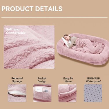 Ліжко для собак великих порід, 160 x 93 x 27,9 см, з високим м'яким бортиком, знімним чохлом, водонепроникним вкладишем та додатковою ковдрою; зручне, розкішне, пухнасте ліжко для собак