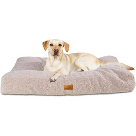 Ортопедична подушка для собак Freudentier - для маленьких, середніх та великих собак, 100x70 см, Greige, з сертифікацією Oeko-Tex, миється, антиковзаюча, лежанка/кошик для собак