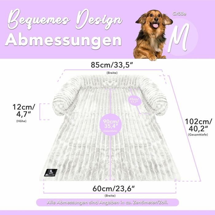 Захисний лежак для собак на диван, плюшевий коврик для собак, захисний чохол для дивана, водовідштовхувальний, можна прати, знімний чохол, колір: (слонова кістка, M - 102x85x12 см)