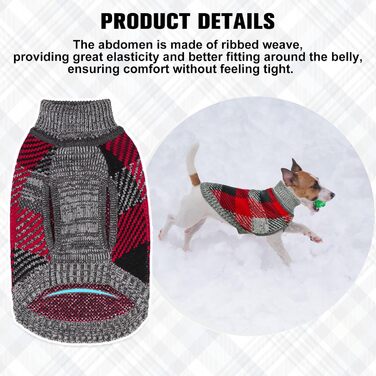 Пуловер для собак та котів, теплий, м'який, осінь/зима, розміри XXS-XS, сірий+червоний