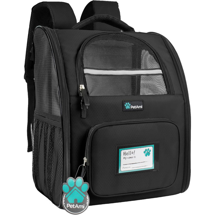 Рюкзак для кота PetAmi - переноска для тварин, рюкзак для собак, кошенят, кемпінгу, чорний