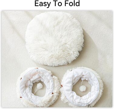 Тунель-лежанка для котів HIPIPET з плюшу, білий/«Оксамитовий сад» - іграшка для дому