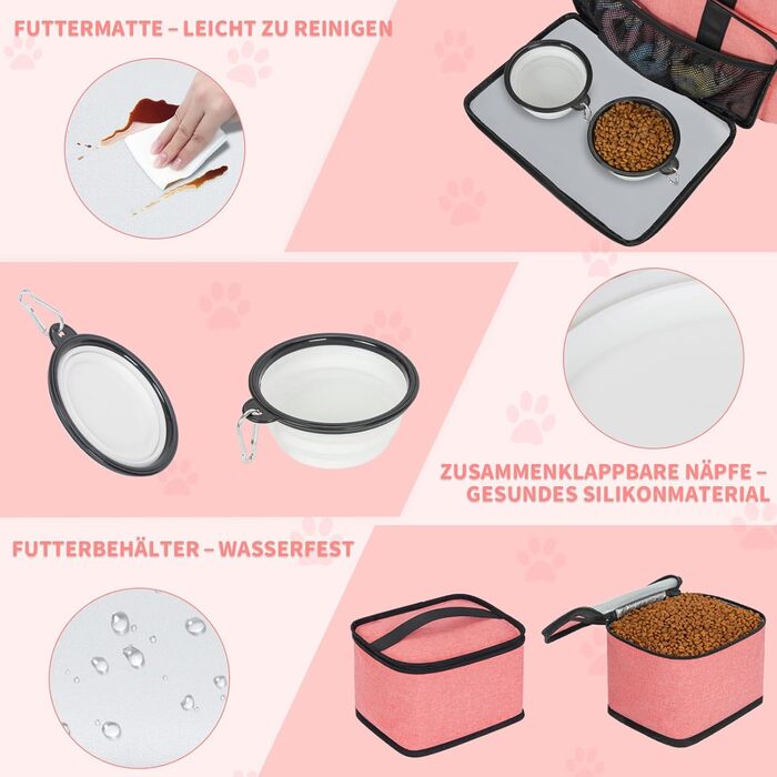 Сумка для ласощів для собак на 25L з регульованим плечовим ременем. Ідеальна для подорожей та прогулянок. Рожева сумка для собак.