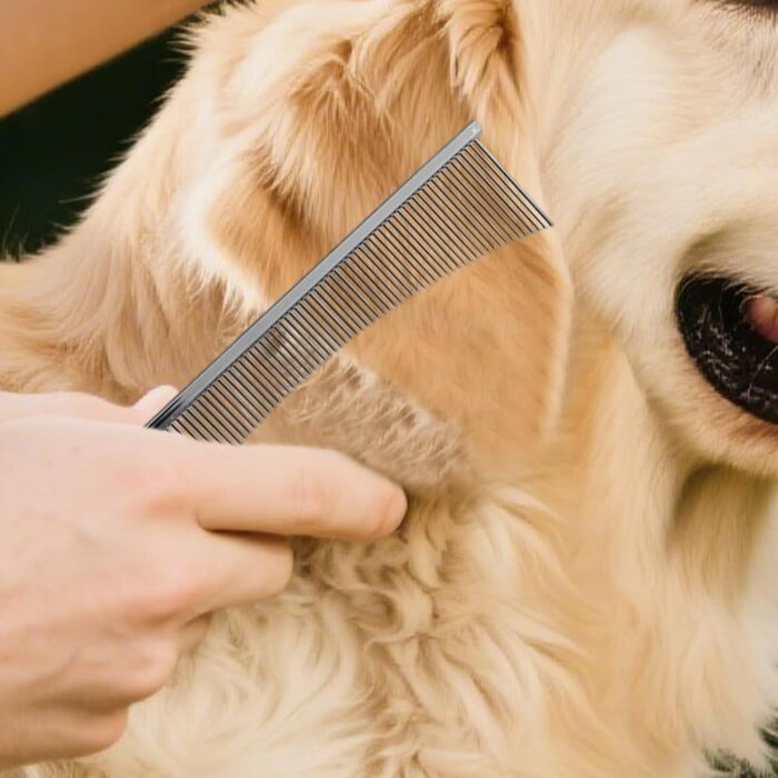 Гребінець для котів Flohkamm - сріблястий, для догляду за шерстю, підходить для собак, довгошерстих порід, цуценят та під час линьки