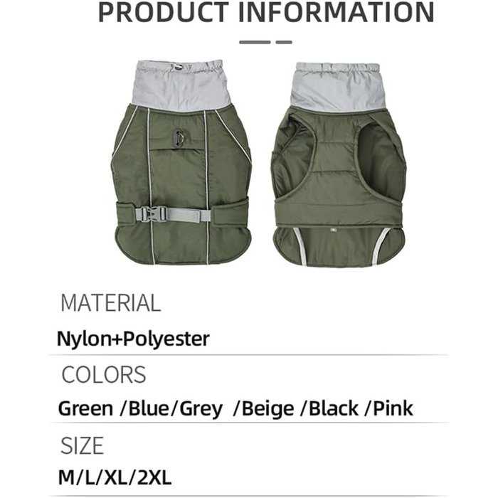 Теплий зимовий одяг для собак Goshyda: куртка, комбінезон, вітро- та водонепроникний, з відбиваючими елементами, рожевий, 2XL