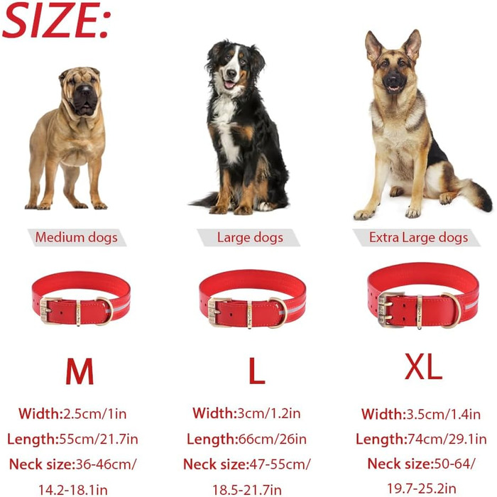 Шлейка для собак з екошкіри, м'яка, з підкладкою, світловідбиваюча, з латунною пряжкою, для собак малих, середніх та великих порід (Червона, XL)