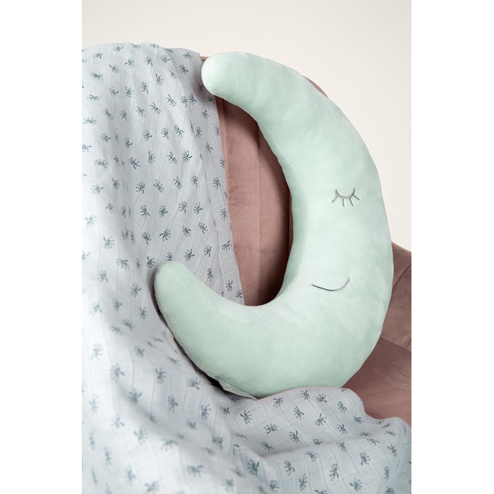 Подушка для шиї Roba у формі місяця/крижаного зеленого кольору - м'яка декоративна подушка для дитячої кімнати