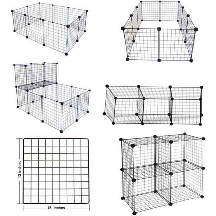 Металеві кубики-органайзери LANGXUN для зберігання, 16 шт. - клітка для дрібних тварин, загон для кроликів, морських свинок, цуценят