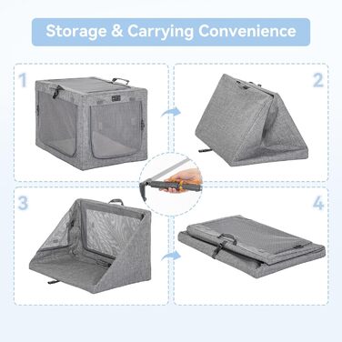 Клітка для собак Petsfit, переносна, сіра, розмір S (61x45x43 см), з м'якою підстилкою та сумкою для зберігання