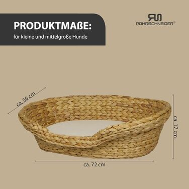 Зручне котяче ліжечко Rohrschneider з подушкою | Гніздо для котів з ротангу | Екологічне котяче ліжко з подушкою | 2 розміри