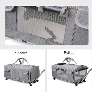 Трансформер-переноска для тварин на колесах, переноска для собак та котів, блакитна, з телескопічною ручкою, для подорожей