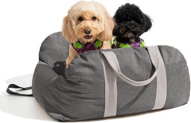 Підвищення для собак у машину FUNNYFUZZY: зручне та безпечне місце для маленьких собак, з кишенями та поводом, знімний наповнювач, 2 місця, нейлон