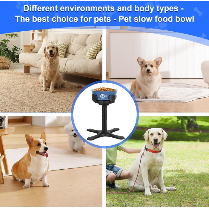 Підвищений годівниця для собак на підставці з нержавіючої сталі, 3 регульовані висоти, годівниця з ABS-пластику для маленьких/середніх/великих собак, неслизька (чорний-L) Для середніх та великих собак