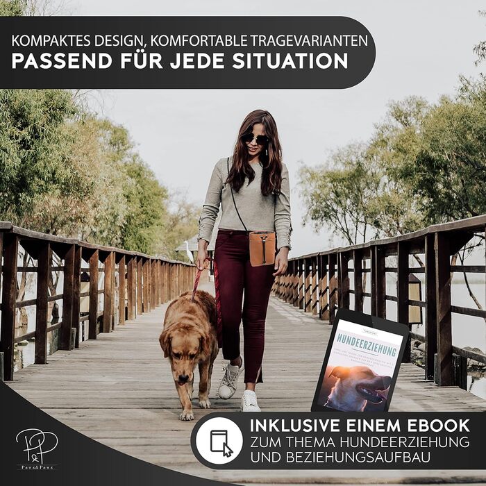 Pawz&Pawz Лекарлики для собак | Стильний набір для годування та дресирування | Практичний, міцний кишенька для ласощів + диспенсер для відходів | Сумка для прогулянки з собакою, коричнева