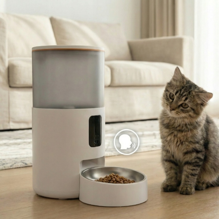 Автоматичний годівник для тварин з WiFi, пластиковий, біло-чорний, 3000 мл, 18.20 см