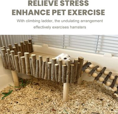 Платформа для хом'яків HERCHR: дерев'яна ігрова площадка, міст, іграшка для гризунів з огорожею. Підходить для тушканчиків та золотих ведмедиків