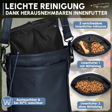 Футляр для ласощів для собак Leckerlibeutel 'Frieda' з високоякісної штучної шкіри, темно-синій, розмір L, з магнітною застібкою EasyOpen, сумка для прогулянок з ласощами для собак, темно-синій