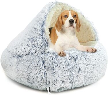 Кругле ліжко для собак YAGE 80 см з бортиками – м'яке, затишне, для тварин до 20 кг, знімний, пральний чохол, ліжко-печера, розмір M (до 10 кг)