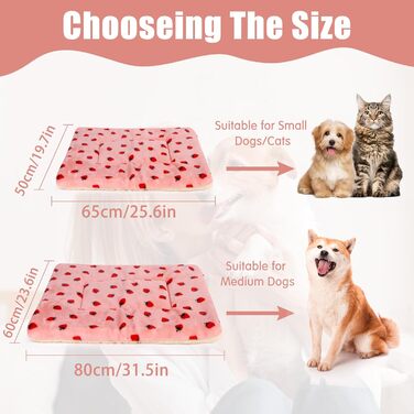 М'який лежак для собак та котів середнього розміру, 80x60 см, знімний, миючий, сірий/з полуничками