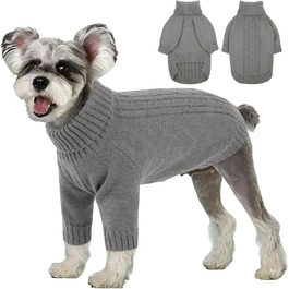 Теплий зимовий пуловер для собак середніх порід, з коміром-горловиною, хакі, розмір M (обхват грудей 44 см)