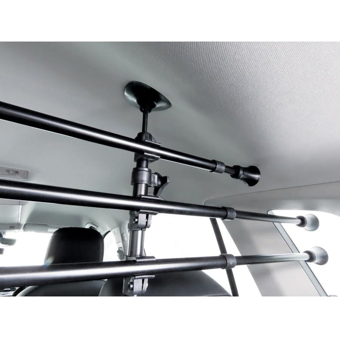 Гілка-перегородка для автомобіля OSYO | Безпечна перегородка для собак у багажнику | Сталевий каркас, чорна, H: 32-53см, L: 82-140см