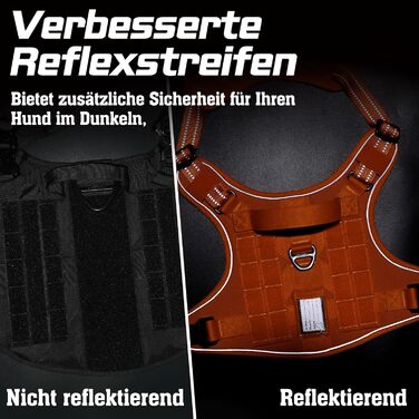 Нашийник для собак Rabbitgoo середнього розміру, анти-тяга, регульований з ручкою, міцний, тактичний, з металевими пряжками, для прогулянок (M, Оранжевий)