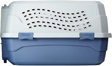 Будиночок для котів Amazon Basics, двохдверний, синій, 58x38x33 см, переноска для домашніх тварин