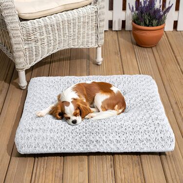 М'яке ортопедичне ліжко для собак Homaxy, великих порід, 120x74x10 см, біле. Зручна, з антиковзним покриттям, легко миється.