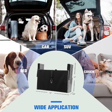 Сходинки для собак у машину, складні - до 113 кг, для великих собак, з антиковзким покриттям (метал та тканина, 6 ступенів, срібний)