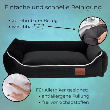 Крісло-ліжко для собак XL | Собаче ліжко 120 x 90 см | Зручне ліжко для великих собак | Знімний чохол на блискавці | Würzig (XL 120x90, Чорний)
