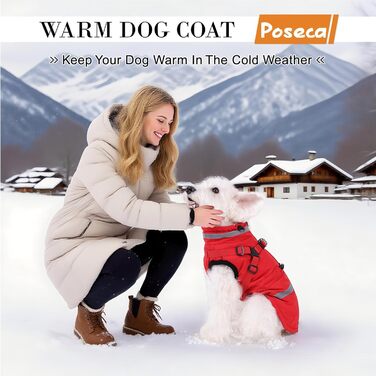 Водонепроникний зимовий одяг для собак та котів Poseca, червоний, XS