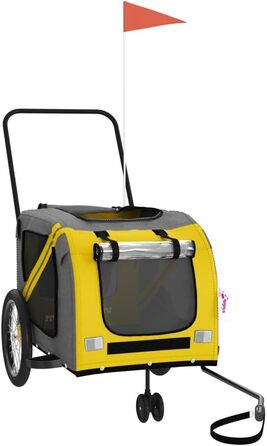 Фасба: Причіп для собак до велосипеда, причіп для тварин, безпечний з відбивачами та прапорцем, для котів та собак, жовто-сірий, Oxford-тканина та метал