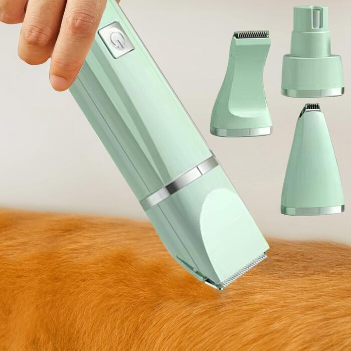 Електричний триммер для собак 4-в-1 безшумний бездротовий для грумінгу, обрізки кігтів та догляду за шерстю, підходить для цуценят, зелений