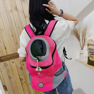 Рюкзак-переноска для собак і котів до 10 кг, рожевий: зручний для подорожей, прогулянок та хандерінгу