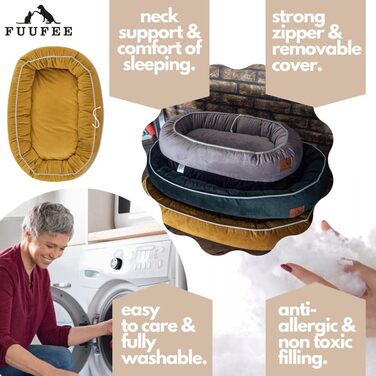 Ортопедичне ліжко для собак середніх порід 95x65 см Hazelnut (S 70x50, Жовтий)