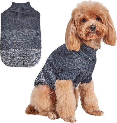 Теплий зимовий одяг для собак: м'який пуловер Jecikelon з відтінками, роллекруаген, розмір S, темно-синій