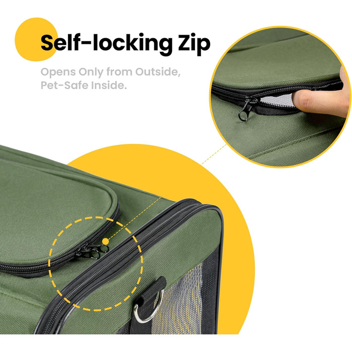 Транспортна переноска для котів та собак Conlun, зелена, L, розкладний дизайн