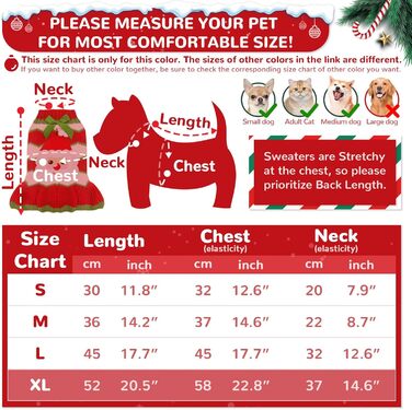 Світер для собак на Новий Рік з отвором для шлейки, в клітинку, з оленем, одяг для собак, пуловер для маленьких, середніх та великих собак, котів, теплий осінньо-зимовий, для цуценят, одяг для собак, жилет (XL, Червоний Санта)