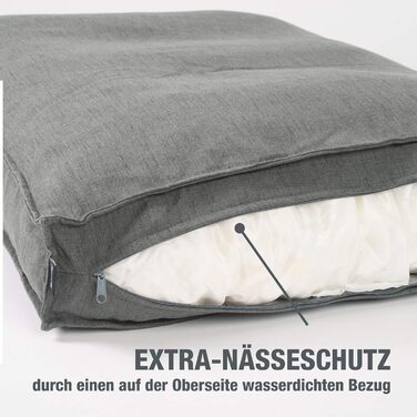 JAMAXX Преміум подушка для собак ортопедична з Memory Foam, чохол з льону, що стирається, захист від вологи, м'яка та комфортна, віскоеластична наповнювач, собаче ліжко PDB1005 (S) сіра 65x50 см